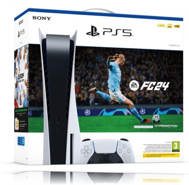PS5 CONSOLE 825GB STANDARD ED. WHITE + FC 24 + FUT VCH EU PS5 CONSOLE 825GB STANDARD ED. WHITE + FC 24 + FUT VCH EU
