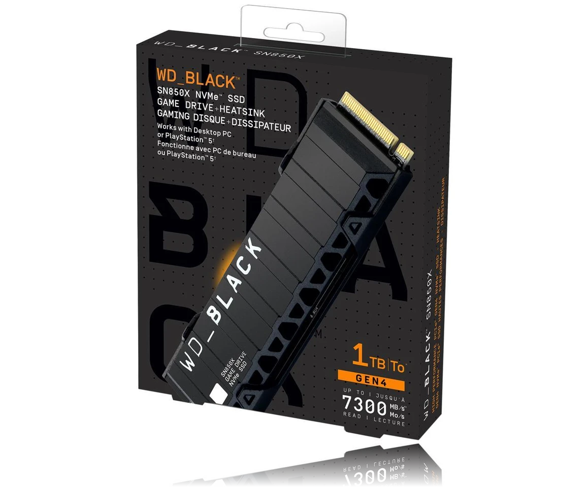 WD_Black SSD Interno 1TB NVMe4.0 SN850X 7300-6300MB/s + Dissipatore WD_Black SSD Interno 1TB NVMe4.0 SN850X 7300-6300MB/s + Dissipatore