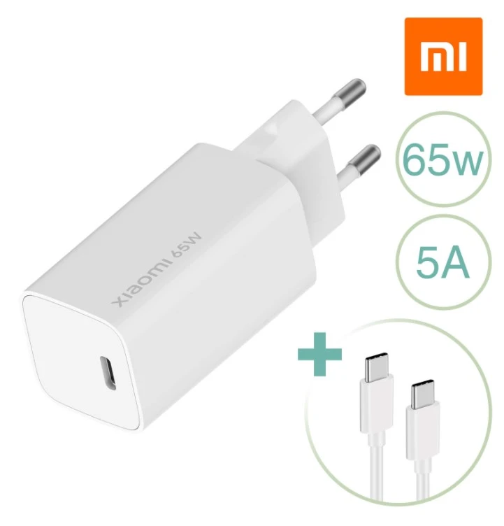 Xiaomi Mi Charge Type-C Fast Charge 65W GaN Tech + Cavo 1m USB-C Xiaomi Mi Charge Type-C Fast Charge 65W GaN Tech + Cavo 1m USB-C