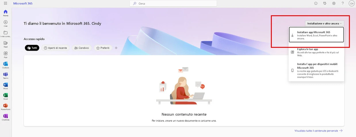 istruzioni installazione office 365