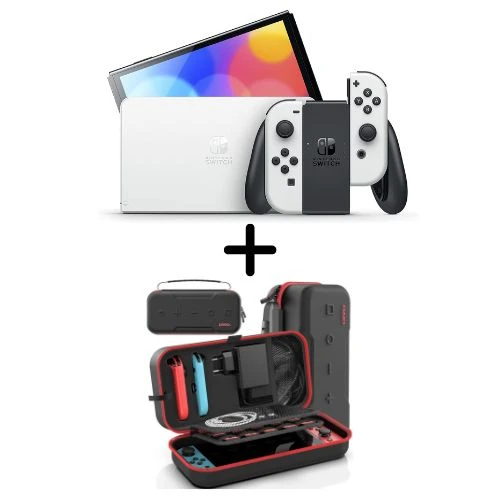 Console Nintendo Switch – modello OLED, Bianco + Custodia per Nintendo Switch e OLED Console Nintendo Switch – modello OLED, Bianco + Custodia per Nintendo Switch e OLED